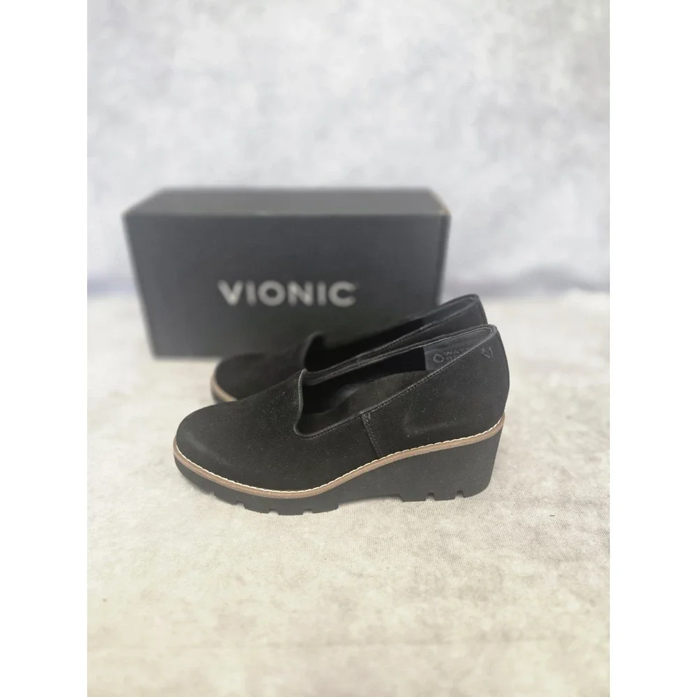 Vionic Willa Wedge Blk W-SZ 6M NEW